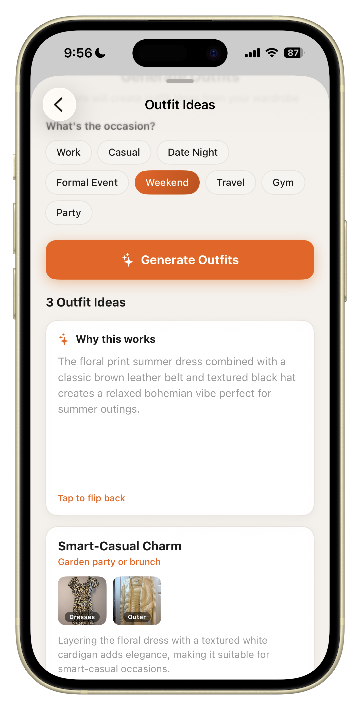 Saved outfit boards in the HangRr app